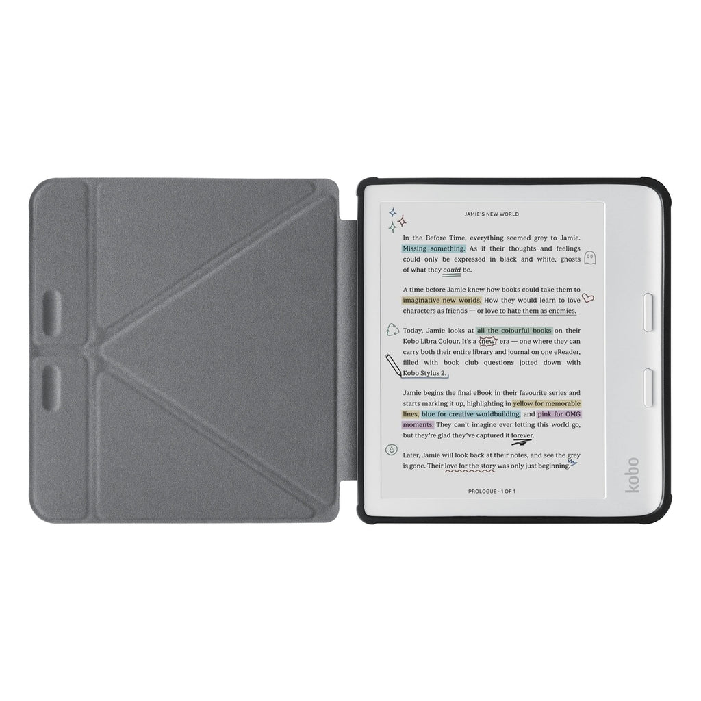 movie and keyboard stand view of personalized KOBO case and Landscape design