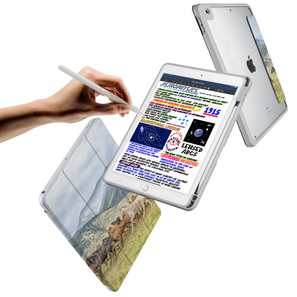 Vista Case iPad Premium Case with Horse Design has trifold folio style designed for best tablet protection with the Magnetic flap to keep the folio closed.