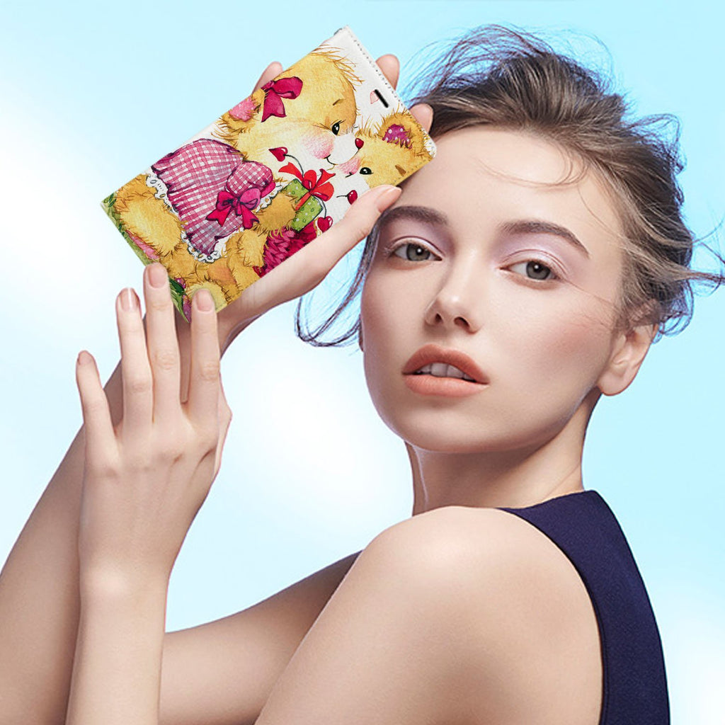 Personalized Huawei Wallet Case with Cute Bear desig marries a wallet with an Samsung case, combining two of your must-have items into one brilliant design Wallet Case.