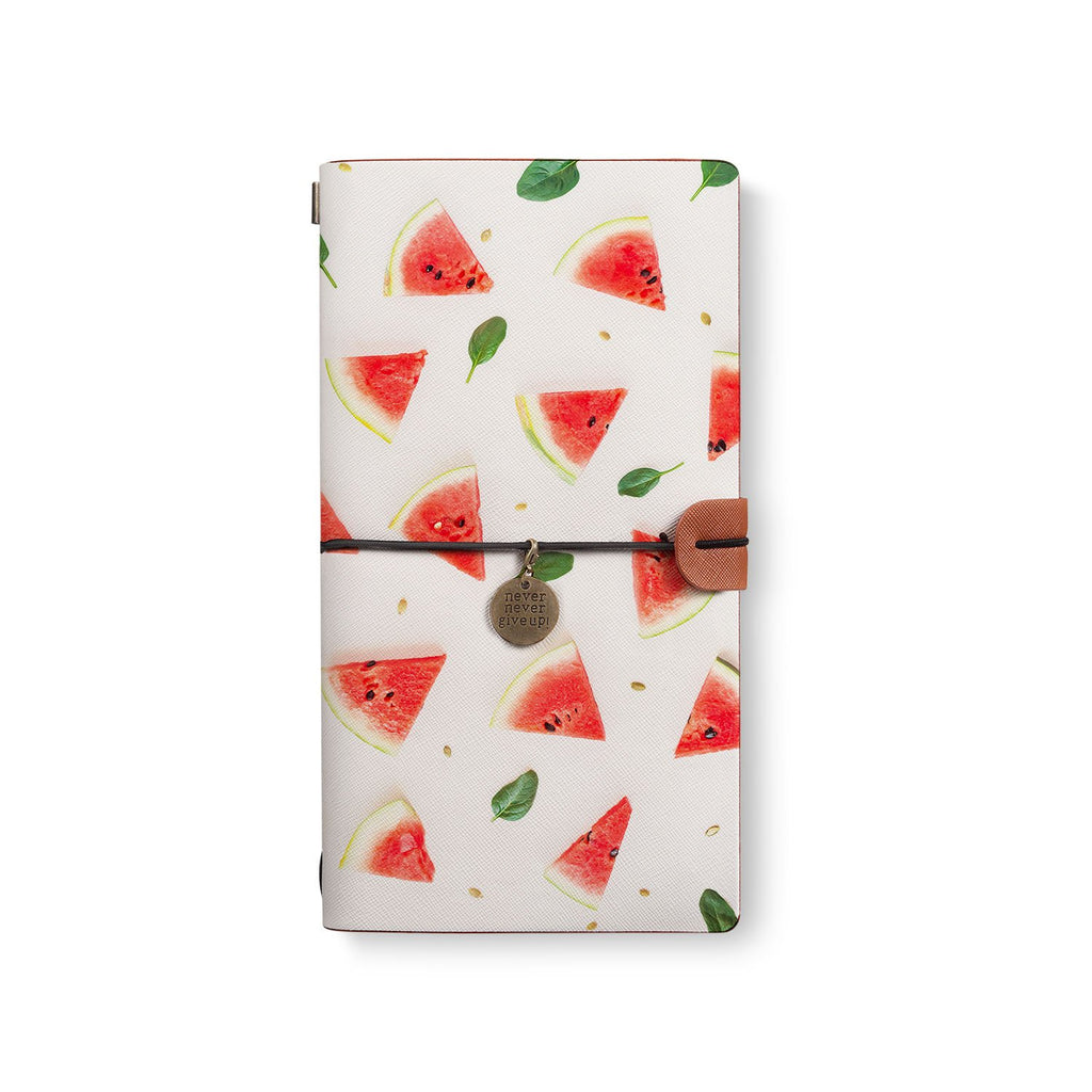 the front top view of midori style traveler's notebook with 7 design
