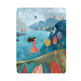 front view of personalized iPad case with pencil holder and Colorful Mountain design