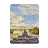 front view of personalized iPad case with pencil holder and France  Famous Attractions design