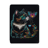 front view of personalized iPad case with pencil holder and Cute Cat design