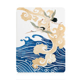 front view of personalized iPad case with pencil holder and Japanese Pattern design