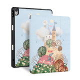 front and back view of personalized iPad case with pencil holder and Fairy Tale design