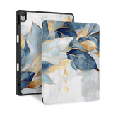 front and back view of personalized iPad case with pencil holder and Artistic Flower design