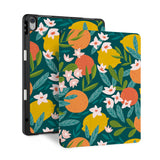 front and back view of personalized iPad case with pencil holder and Fruits design