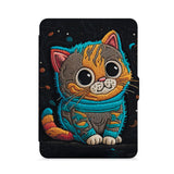 front view of personalized kindle paperwhite case with Cute Cat design