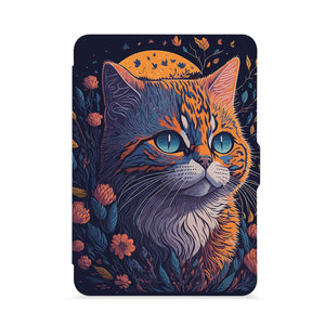 front view of personalized kindle paperwhite case with with Cute Cat design - swap