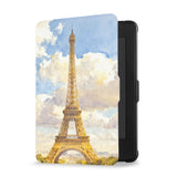 Opens and closes just like a book to wake your Kindle or put it to sleep kindle case with France Famous Attractions design