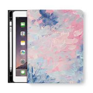 frontview of personalized iPad folio case with Oil Painting Abstract design